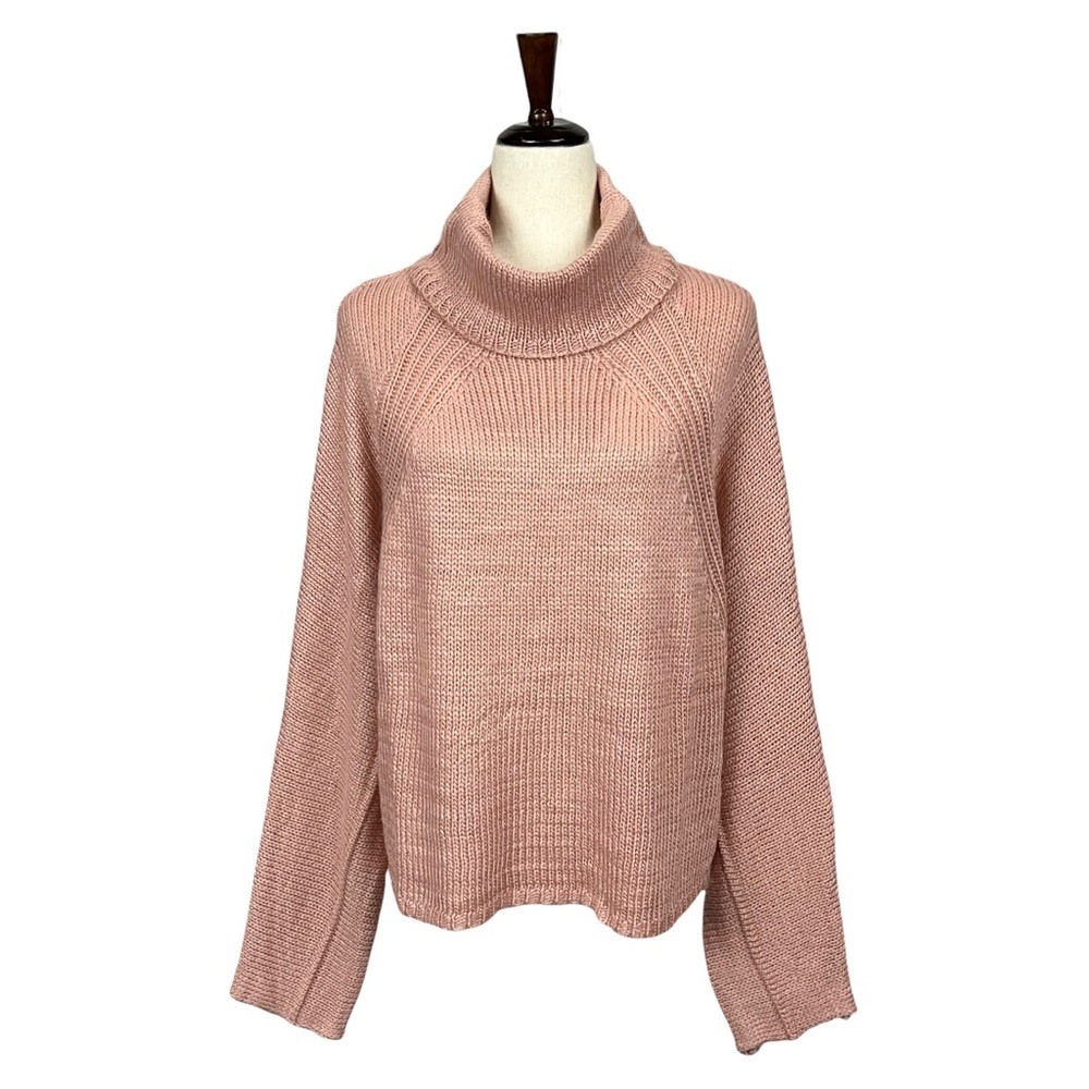 Suzanne Betro Semi-Cropped Cowl Neck Knit Plus Size Raglan Sweater